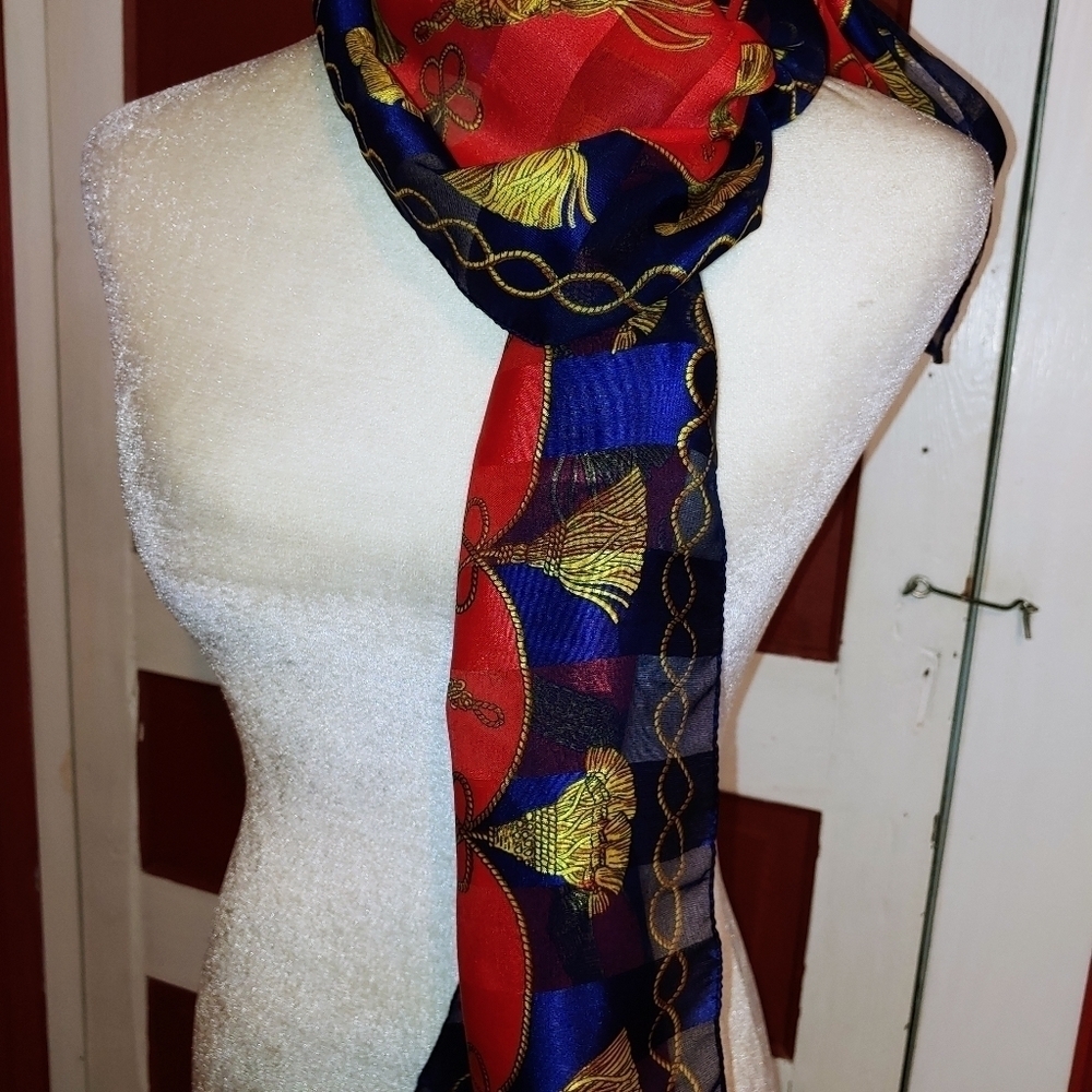 Beautiful Scarf Italy Gold Hassles 11x53 - Picture 4 of 5